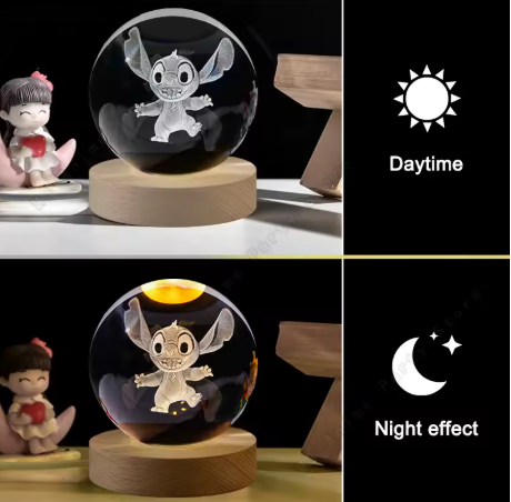 💫 Lámpara 3D de Cristal de Stitch – ¡Un Brillo Mágico en tus Noches!